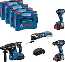 "Bosch" profesionalus kombinuotas rinkinys GSR 18V-90 C + GDR 18V-210 C + GBH 18V-24 C + GOP 18V-28 (inkl. 1x Akku ProCORE 4.0Ah, 2x Akku ProCORE 5.5Ah, Ladegerät GAL 1880 CV, in L-BOXX)