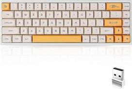 "BOYI 68" RGB karštai keičiama klaviatūra, XDA profilis, PBT sublimaciniai klavišai, "Bluetooth 5.0/2.4G/Wired", 65% mechaninė žaidimų klaviatūra (Gateron Brown jungiklis, medaus pieno XDA klavišai)