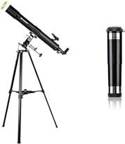 "Bresser Taurus NG 90/900" refraktoriaus teleskopas su išmaniojo telefono fotoaparato adapteriu, saulės filtru ir 1,5 x 31,7 mm (1,25 colio) reversiniu teleskopo objektyvu, skirtu vertikaliems ir šoniniams gamtos stebėjimams