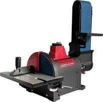 "Bucktool" 700 W juostinis šlifuoklis metalui ir medienai su 1 AG varikliu, reguliuojama 100 x 914 mm šlifavimo juosta ir 200 mm plokštele