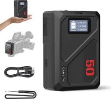 "Came-TV MINI50C V-Mount" akumuliatorius 3450mAh 50Wh 14.4V, V-Lock akumuliatorius palaiko 45W PD USB-C greitąjį įkrovimą per 1 valandą su D Tap/USB A/12V DC/8.4V DC/BP/OLED ekranu fotoaparatui, vaizdo kamerai, monitoriui, dronams