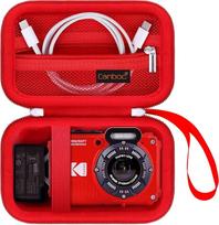 "Canboc" dėklas "Kodak PIXPRO WPZ2" vandeniui atspariam skaitmeniniam fotoaparatui, povandeninio fotoaparato krepšys, tinklelio krepšys, kuriame telpa USB kabelis, baterija, adapteris, raudonas (tik dėklas)