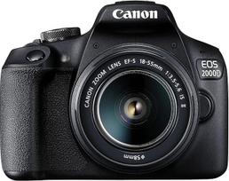 "Canon EOS 2000D" veidrodinio fotoaparato baterijų rinkinys (24,1 MP, DIGIC 4+, 7,5 cm (3,0 colių) LCD ekranas, ekranas, "Full HD", "WiFi", APS-C CMOS jutiklis) EF-S 18-55 mm is II F3.5-5.6 is II + baterija LP-E10, juoda