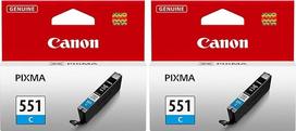 "Canon" CLI-551 C žydros spalvos 7 ml rašalo kasetė, skirta "Pixma" spausdintuvui, originali (2 vnt.)
