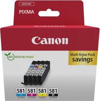"Canon" CLI-581 originalios rašalo kasetės, 4 vnt. (juoda, žydra, purpurinė, geltona) - apsauginis kartonas, daugkartinė pakuotė