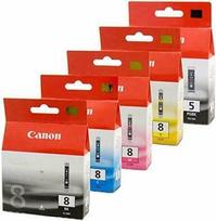 "Canon" PGI-5 CLI-8 originalios rašalo kasetės PGI-5bk, CLI-8bk, skirtos PIXMA ip4200, ip4300, ip4500, ip5300, M500, MP530, MP600, MP610, MP800, MP810, MP830, MP960