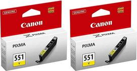 "Canon" spalvoto atspalvio dažiklis CLI-551 Y gelb Yellow - 7 ml, skirtas PIXMA spausdintuvui ORIGINAL (2 vnt. pakuotėje)