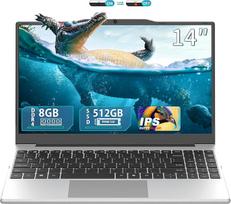"Celeron N5095" 14 colių sidabrinis nešiojamasis kompiuteris 512GB NVMe SSD, 8GB DDR4 RAM (iki 32GB), skaitmeninė klaviatūra, IPS FHD ekranas, interneto kamera/180° lankstas/WiFi/USB 3.0, itin nešiojamas nešiojamasis nešiojamasis kompiuteris verslui ir