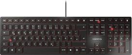 "Cherry KC 6000 Slim" klaviatūra, vokiškas QWERTZ išdėstymas, laidinė, žirklinis mechanizmas, užtikrinantis tobulą klavišų paspaudimą, itin plokščias dizainas, juodos spalvos.