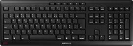 "CHERRY Stream" belaidė klaviatūra, portugališkas išdėstymas (QWERTY), 2,4 GHz radijo ryšys, tylūs klavišai, plokščias dizainas, maitinama iš baterijos, juoda