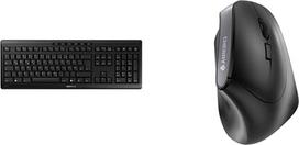 "CHERRY Stream" belaidė klaviatūra, vokiškas išdėstymas, QWERTZ klaviatūra, juoda ir MW 4500, belaidė pelė, ergonomiška dešiniarankė pelė, 45° konstrukcija, 6 mygtukai ir slinkimo ratukas, juoda