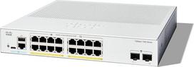 "Cisco" valdomas komutatorius "Catalyst 1300-16P-2G", 16 prievadų GE, PoE, 2 x 1-GE SFP, ribota apsauga (C1300-16P-2G)