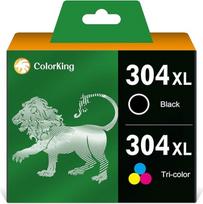 "ColorKing" atkurtos 304XL kasetės, suderinamos su HP 304 spausdintuvo kasetėmis, skirtomis "Envy" 5030 5010 5020 5032 "Deskjet" 2630 2620 2622 3720 3730 3735 3750 3760 3762 (juoda, spalvota, 2 )