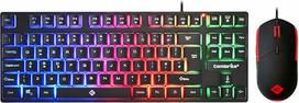 "Combrite Falcon" žaidimų klaviatūros ir pelės rinkinys, TKL, kompaktiško dydžio, vaivorykštinis LED apšvietimas, USB laidinis darbalaukio kompiuterio komplektas, JK išdėstymas
