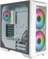 "Cooler Master HAF 500 White" kompiuterio korpusas - "Midi Tower" su 2 iš anksto sumontuotais 200 mm ARGB ventiliatoriais, besisukančiu 120 mm GPU ventiliatoriumi, universaliomis aušinimo parinktimis, grūdinto stiklo šonine panele, nuimamu viršumi