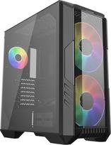 "Cooler Master HAF 500" kompiuterio korpusas - "Midi Tower" su 2 iš anksto sumontuotais 200 mm ARGB ventiliatoriais, besisukančiu 120 mm GPU ventiliatoriumi, universaliomis aušinimo parinktimis, grūdinto stiklo šonine panele, nuimamu viršumi