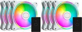 "Cooler Master MasterFan 3n1 MF120 Halo White Edition ARGB dviejų žiedų adresuojamas RGB apšvietimas, korpusas ir aušinimas, hibridinis ventiliatoriaus menčių dizainas, išmanusis jutiklis, virpesius slopinantis rėmelis, su valdikliu