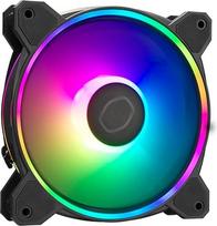 "Cooler Master MasterFan MF120 Halo2 ARGB" - 120 mm korpuso ventiliatorius, adresuojamas dviejų žiedų RGB apšvietimas, "Rifle" guoliai, padidintos oro kompensatoriaus mentės su apsauga nuo užstrigimo jutiklio ir patobulinta tvarkyklės mikroschema