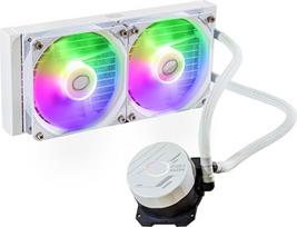 "Cooler Master MasterLiquid 240L Core ARGB Water Cooling" - skystas CPU aušintuvas su dviejų kamerų "Gen S" siurbliu, puikus kompiuterio aušinimas, 120 mm ARGB ventiliatorius, LGA 1700 ir AM5 laikikliai - baltas