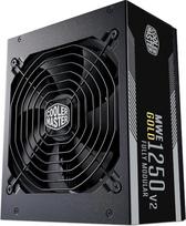 "Cooler Master MWE Gold 1250 V2 ATX 3.1 pilnai modulinis maitinimo šaltinis - ATX 3.1 palaikymas, "80 Plus Gold", 1250 W kompiuterio maitinimo šaltinis, PCIe 5.1 kabeliai, 140 mm FDB ventiliatorius, aukštas temperatūros slenkstis
