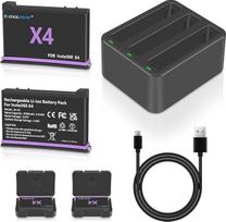 "Coolshow Action Camera X4" 2500 mAh 2500 mAh 2 dalių ir trigubo įkroviklio rinkinys, skirtas "Insta360 X4" kamerai