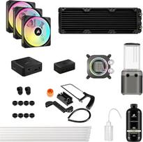 "CORSAIR Hydro X" serijos "iCUE LINK XH405i" pasirinktinis aušinimo rinkinys - "Hardline" vandens aušinimo grandinė - XC7 ELITE CPU vandens aušintuvas - XD5 ELITE D5 siurblys - 3x QX120 RGB ventiliatoriai - plieno pilka