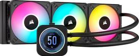 "Corsair iCUE H150i Elite LCD XT" skystojo procesoriaus aušintuvas - IPS LCD ekranas - trys AF120 RGB Elite ventiliatoriai - 360 mm radiatorius - "Intel LGA 1700", AMD AM5 ir kt. - įskaitant "iCUE Commander CORE" - juodas