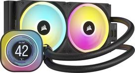 "CORSAIR iCUE LINK H100i" skystųjų kristalų procesoriaus aušintuvas - 240 mm AIO - QX120 RGB ventiliatorius - 2,1 colio IPS LCD ekranas - tinka "Intel LGA 1700", AMD AM5 - pridedamas "iCUE LINK" sistemos koncentratorius - juodas