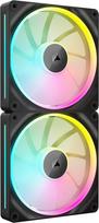 "CORSAIR iCUE LINK LX140 RGB 140 mm PWM ventiliatorius Twin Pack" - dvi šviesos kilpos - su "iCUE LINK" sistemos koncentratoriumi - "CORSAIR AirGuide" technologija - juodas