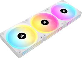 "Corsair iCUE LINK QX120 RGB" 120 mm magnetinio kupolo RGB ventiliatorius - trijų ventiliatorių pradinis komplektas su "iCUE LINK" sistemos koncentratoriumi - baltas