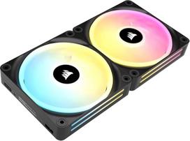"Corsair iCUE LINK QX140 RGB 140 mm magnetinio kupolo RGB ventiliatoriai - dvigubų ventiliatorių pradinis rinkinys su "iCUE LINK" sistemos koncentratoriumi - juodas