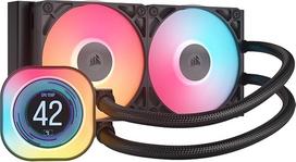 "Corsair iCUE LINK Titan 240 RX LCD CPU skystas aušintuvas - 240 mm AIO - "FlowDrive" aušinimo variklis - "Intel LGA 1851/1700", AMD AM5/AM4 - 2X RX120 RGB ventiliatoriai - pridedamas "iCUE LINK" sistemos koncentratorius - juodas