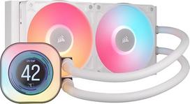 "Corsair iCUE LINK Titan 240 RX LCD CPU skystas aušintuvas - 240 mm AIO - "FlowDrive" aušinimo variklis - "Intel LGA 1851/1700", AMD AM5/AM4 - 2X RX120 RGB ventiliatoriai - pridedamas "iCUE LINK" sistemos koncentratorius - baltos spalvos