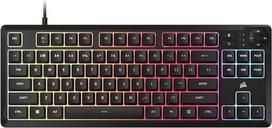 "Corsair K55 Core TKL RGB-Gaming-Tastatur", be raktų, 8 RGB zonų, lengvas, membraninis, saugus, daugialypės terpės jutiklis, 1000 Hz garsiakalbis, ES dizainas, juodos spalvos
