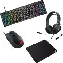 "Corsair K55 Core" klaviatūra + "Harley RGB Pro" pelė + HS35 v2 Surround ausinės + MM100 pelės kilimėlis Žaidimams