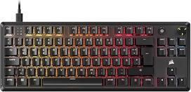 "Corsair K70 CORE TKL RGB" mechaninė žaidimų klaviatūra be klavišų - iš anksto sutepti "MLX Red v2" linijiniai jungikliai - SOCD - dviejų sluoksnių garso slopinimas - ABS klavišų dangteliai - QWERTZ DE - juoda