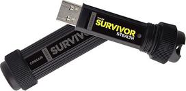 "Corsair" CMFSS3B-256GB "Flash Survivor Stealth 200 m" 256GB USB 3 tvirtos konstrukcijos vandeniui atsparus blykstės diskas - juodas