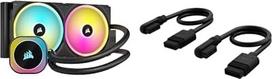 "Corsair" iCUE LINK H115i RGB skystojo procesoriaus aušintuvo komplektas - 280 mm AIO - du QX140 RGB ventiliatoriai - "iCUE LINK" sistemos koncentratorius - "iCUE LINK Slim" 200 mm tiesus/plonas 90° kabelis - juodas