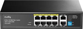 "Cudy FS1010PG" 8 prievadų PoE+ komutatorius su 2 Gigabit Uplink prievadais, 120 W, 8 x 10/100Mbps PoE+ @ 120 W, Extend/VLAN režimas, 802.3af / standartas, be ventiliatoriaus, Watchdog, Plug & Play