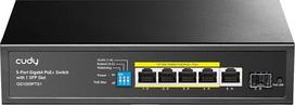 "Cudy GS1005PTS1" 5 prievadų "Gigabit PoE+" jungiklis 120 W, 4 PoE prievadai, 1 Sfp, 802.3at/af, Vlan, išplėtimas iki 250 metrų