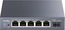 "Cudy GS105ES1" 5 prievadų gigabitinis valdomas komutatorius su 1 SFP, valdomas internetu, VLAN, QoS, IGMP Snooping, montuojamas ant stalo ar sienos