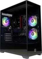 "CYBERPOWERPC Wyvern" žaidimų kompiuteris - "AMD Ryzen 5 8400F", "Nvidia RTX 5060 Ti" 8GB, 16GB RAM, 1TB NVMe SSD, 650W 80+ maitinimo šaltinis, "Wi-Fi", "Windows 11", "Prism Panoramic RGB", juodas