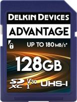 "Delkin Devices Advantage UHS-I" 128GB SDXC atminties kortelė - iki 100MB/s rašymo greitis - 180MB/s skaitymo greitis - atminties kortelės fotoaparatams su C10, U3, V30, 4K UHD, viso dydžio SD kortelė
