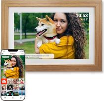 "Denver PFF-1543LW" skaitmeninis "Wi-Fi" nuotraukų rėmelis - 15,6 colių "Full HD" IPS jutiklinis ekranas, integruota FRAMEO programinė įranga, belaidis bendrinimas, laikmačio funkcija, lengvas medinis rėmelis