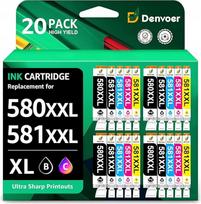 "Denvoer 580 581 Multipack" suderinama su "Canon" spausdintuvų kasetėmis 580 581XXL PGI-580 XXL CLI-581 XXL, skirtomis "Pixma TS705a" TR8550 TS8500 TS8350 TS6300 TS6150 TS9550 TS6350 TS6350 TS6350 TS6355