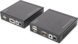 "Digitus" profesionalus 4K HDMI (KVM) ilgintuvas 30/60 Hz rinkinys (siųstuvas / imtuvas) HDBaseT PoE suderinamas jungiamasis kabelis juodas juodas juodas juodas juodas