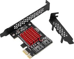 "DollaTek" PCI E 1X GEN3 į SATA3.0 pilno greičio išplėtimo kortelė, 2 prievadų 6G adapteris, IPFS kietojo disko išplėtimas su žemo profilio laikikliu