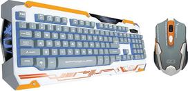 "Dragonwar Sencaic Combo" LED žaidimų pelė 3200 DPI / 6 mygtukai + foninis apšvietimas Pusiau mechaninė žaidimų klaviatūra balta QWERTY su 8 programuojamais klavišais ir numpadu