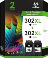 "Economink 302XL" spausdintuvo kasetės, suderinamos su HP 302 spausdintuvo juodos spalvos kasetėmis, skirtomis "HP Envy 4525 4520 4522 4523 4524 Officejet 3830 3831 3833 Deskjet 3630 3636 3638 1110" (juodos spalvos, 2 vnt.)