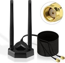 "Eightwood" 2.4G/5.8G dviejų dažnių WLAN antena kompiuteriui/maršrutizatoriui su magnetiniu pagrindu + 200 cm RP-SMA prailginimo kabelis - signalo stiprintuvas "Bluetooth" WLAN plokštėms PCI PCIe plokštėms PC motininei plokštei
